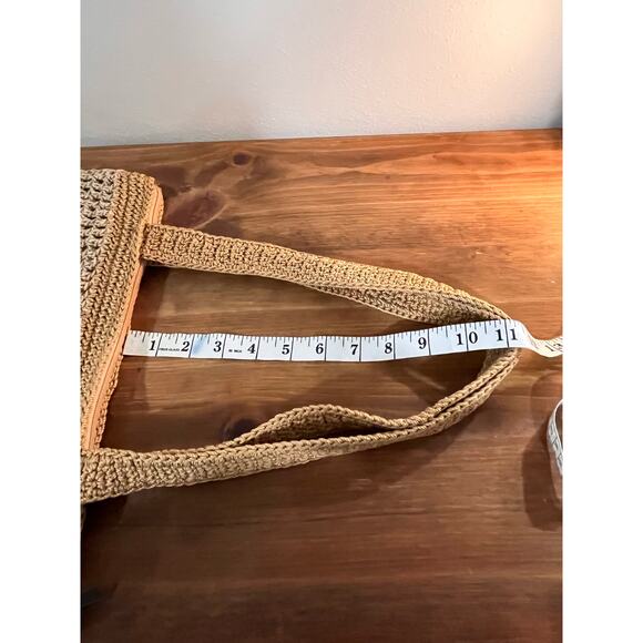 The Sak Crochet Shoulder Bag Tan Brown Ombré Boho Beach Tote Purse Zip Pocket - Picture 11 of 11